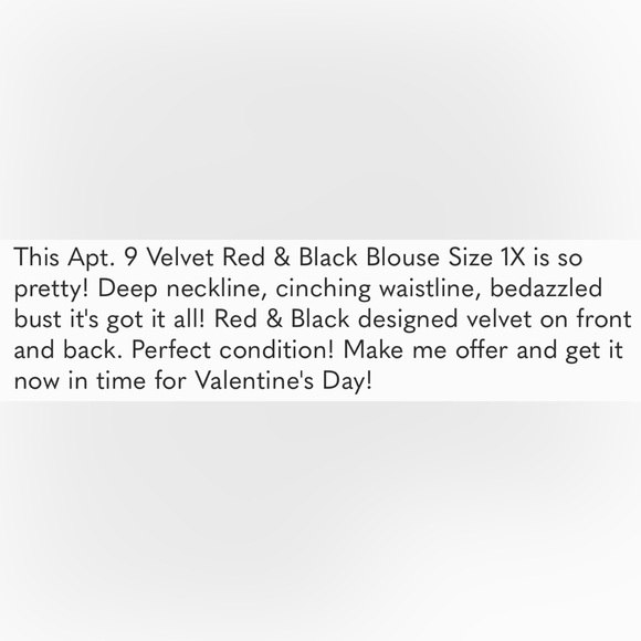 Apt. 9 Velvet Red & Black Blouse Size 1X - Picture 8 of 8